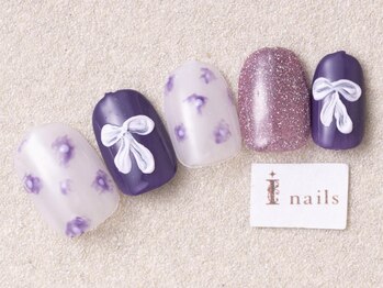 アイネイルズ 三宮店(I nails)/ニュアンスフラワーりぼん