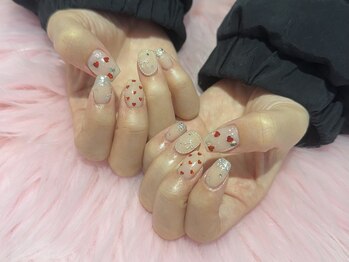 シェルネイル(SHELL NAIL)/キラキラ/赤/staff:yamada