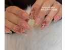 秋 持ち込みチェックネイル