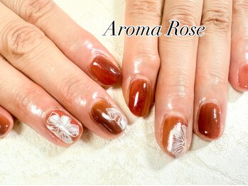 アロマローズ(Aroma Rose)/秋ネイル　ヴィンテージフラワー