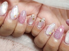 ピンク花火ネイル マーボー