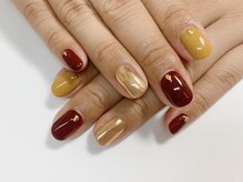 トヨネイル(TOYO NAIL)/ボルドー×マスタード×ミラー☆
