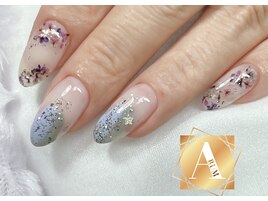 ラベンダーパープル押し花ネイル