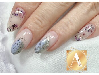 ラベンダーパープル押し花ネイル