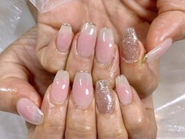 チークネイル×フラッシュネイル