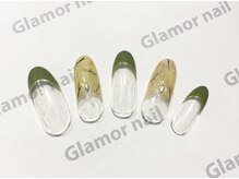グラマーネイル(Glamor nail)/☆定額 カーキー×フレンチ¥6800