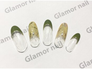 グラマーネイル(Glamor nail)/☆定額 カーキー×フレンチ¥6800