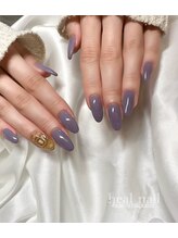 ヒールネイル(heal nail)/くすみpurple×スタッズ敷き詰め