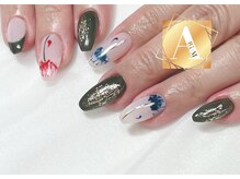 アルムネイル(ARUM nail)/彼岸花秋カラーカーキネイル