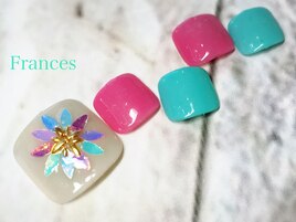 リーフホログラムお花ネイル