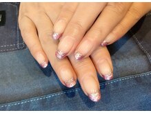 ネイル アンド ボディ ローサ(ROSA)/ラメフレンチ＋ラメライン