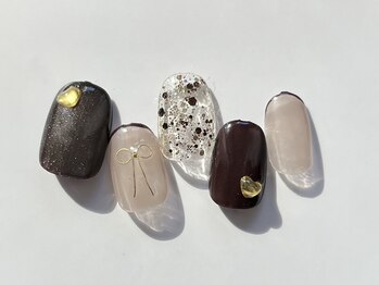 ユノ フィオーレ(Juno fiore)/リボン×フレンチネイル