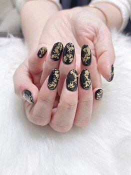 ブラックマグネットネイル♪