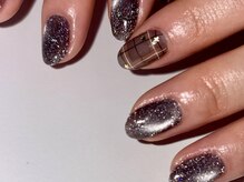 アネル(anel)/チェック×フラッシュネイル