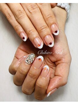 チヒロネイル/ハート＆フレンチネイル