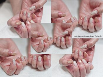 ネイルサロン スクール ビュートバタフライ 相模大野店(BEAUT BUTTERFLY)の写真/シンプルながらも上品で華やかな仕上がりに。相模大野・町田エリアで長く愛されている正統派の老舗サロン♪
