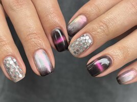 異素材ピンクネイル