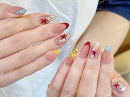 夏ネイル　星ネイル