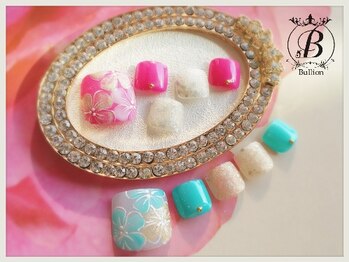 ネイルサロン ブリオン(Nail Salon Bullion)/マットフラワーフットネイル