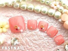 桜色ツヤ感フットネイル