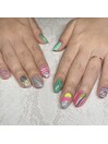 #pastel rainbow nail