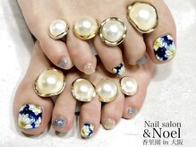 ノエル(Noel)/フット ネイビーフラワーネイル