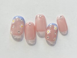 シンプルフラワーネイル