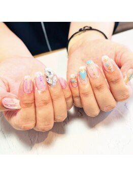 フレイムス アイラッシュ アンド ネイル(FRAMES)/ターコイズ×キラキラ