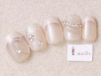 アイネイルズ 三宮店(I nails)/きらきらハートフレンチ
