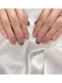 ヒールネイル(heal nail)/紫陽花色×マグネットfrench.