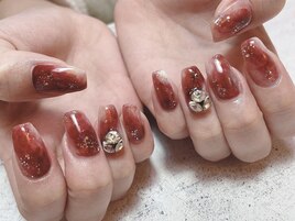 ニュアンス　Vカット　ボルドー