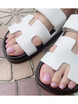 ネイルサロン リスタ(Rista)/ストーン フット ピンク