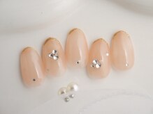 ホワイトネイル 難波店(WHITE NAIL)/大人ヌーディー/ゴールドライン