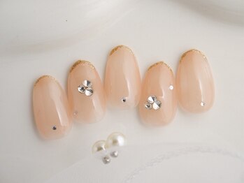 ホワイトネイル 難波店(WHITE NAIL)/大人ヌーディー/ゴールドライン