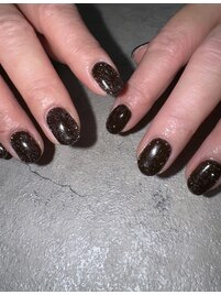 深みブラウン フラッシュネイル