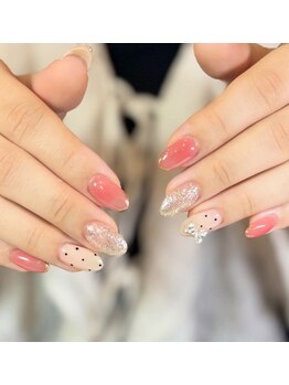 ドット柄/リボン/大人ガーリー