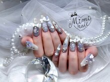 ミミネイル(Mimi nail)/水色マグネット×ホワイト