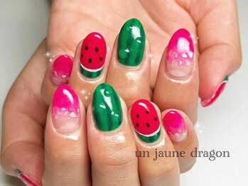 アン ジョーヌドラゴ/手書き☆スイカネイル