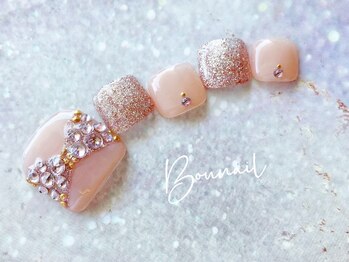 ボネール(nail ＆ eyelash Bounail)/ラメ　リボン　ストーン