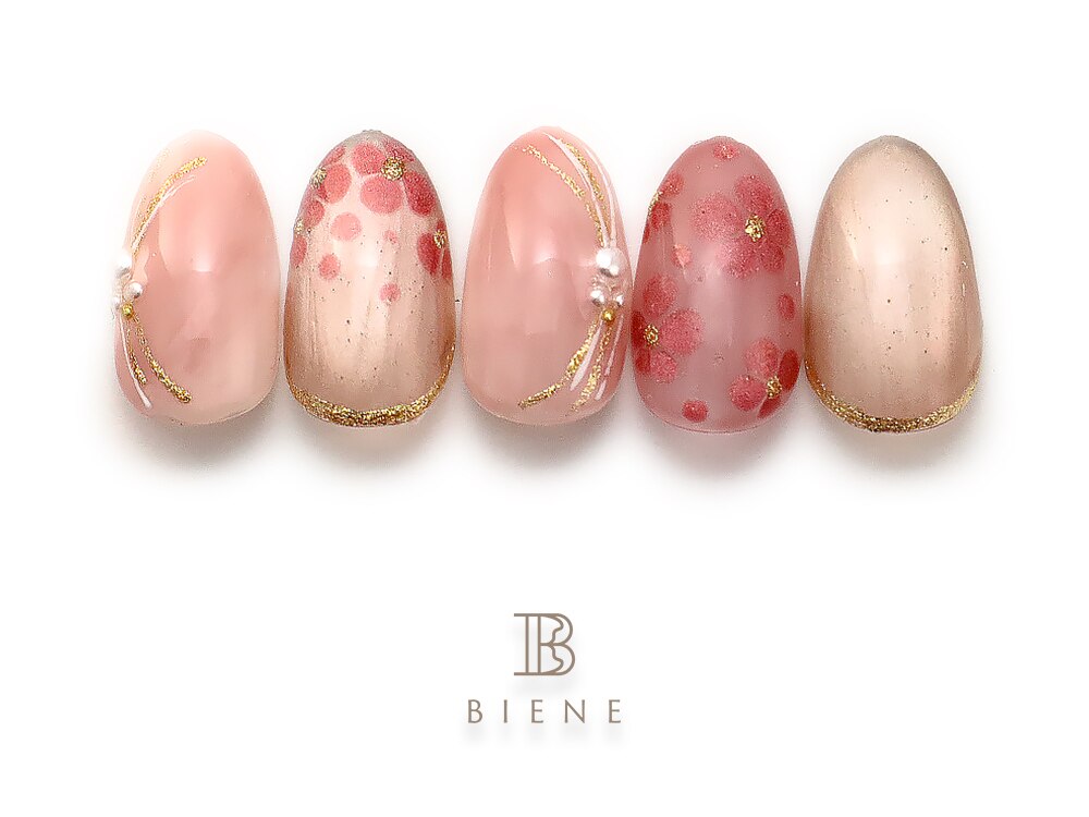 2025年-2026年冬トレンド】ピンク フラワー ハンドのネイルデザイン集