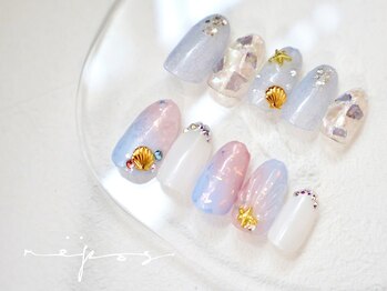 ルポネイル 高円寺(repos nail)/シェル &nbsp;人魚の鱗 夏ネイル