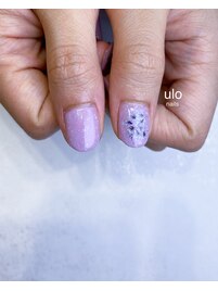 押し花ネイルライラックカラー