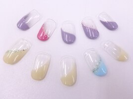 斜めフレンチ+ラメ