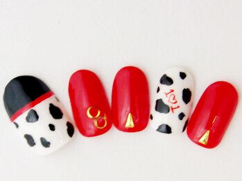 ネイルサロン ドレリッチ 大宮店(drerich)/ダルメシアン×レッド