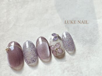 ルークネイル(LUKE NAIL)/ぷっくりマグネット紫陽花ネイル