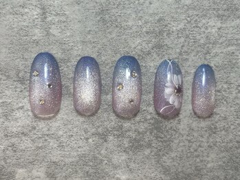 ピンク×ブルーマグネットネイル