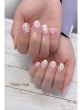 プリモネイル(PrimoNail)/丸フレンチ×ホロフラワー