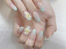夏にハイビスカス風3Dお花ネイル