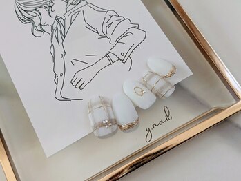 ワイネイル(Y.nail)/ホワイトチェックデザイン