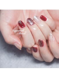 ボルドーニュアンスネイル